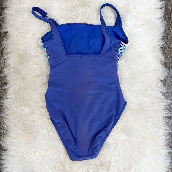 Lilly Pulitzer Womens Morri Squareneck One Piece Swimsuit Size 2 Blue Beach - Picture 2 of 7